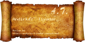 Andirkó Tivadar névjegykártya